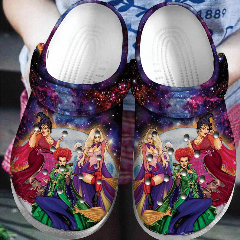 Hocus Pocus Witch Galaxy Crocs Crocband Clogs, Halloween Gift Ideas For Adults