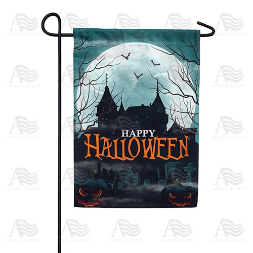 Happy Halloween Mysterious Mansion Double Sided Garden Flag, Halloween Decorations Outdoor