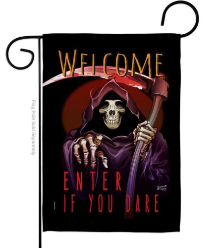 Enter If You Dare Halloween Garden Flag, Outdoor Halloween Decoration