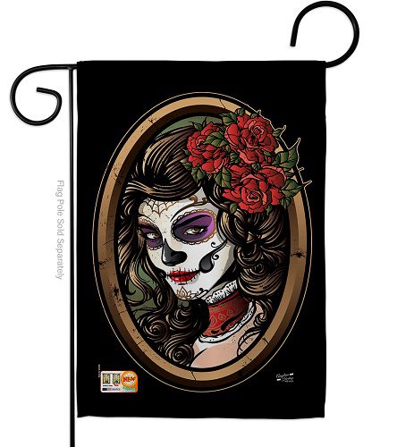 La Calavera Catrina Skull Garden Flag, alloween Decorations Outdoor