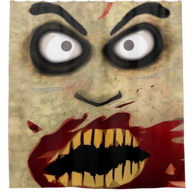 Scary Frightening Zombie Face Halloween Shower Curtain,Horror Halloween Bathroom Decor