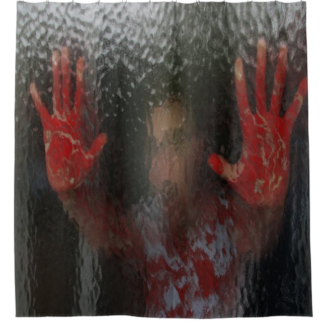 Horror Devil Blood Hand Halloween Shower Curtain, Horror Halloween Bathroom Decor