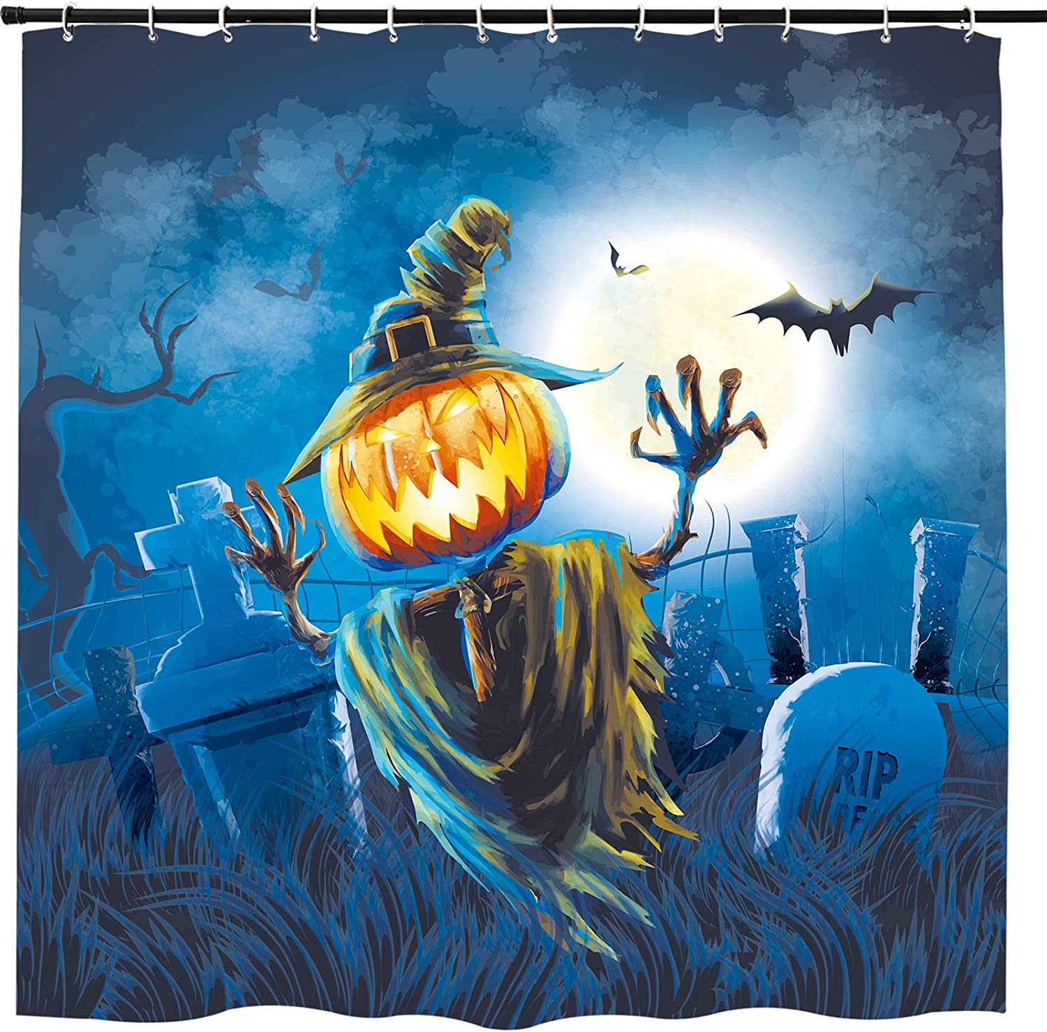 Scary Pumpkin Man Halloween Shower Curtain,  Halloween Bathroom Decor