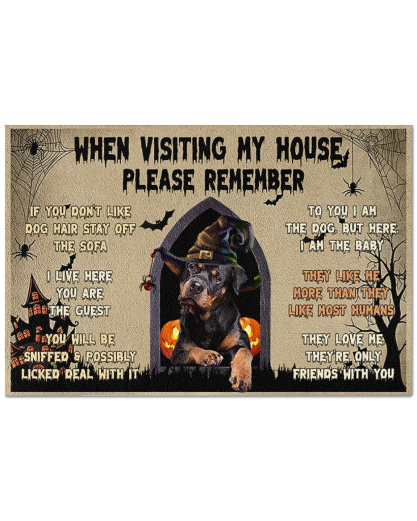 Rottweiler Warning When Visiting My House Please Remember I Am The Baby Here Halloween Doormat