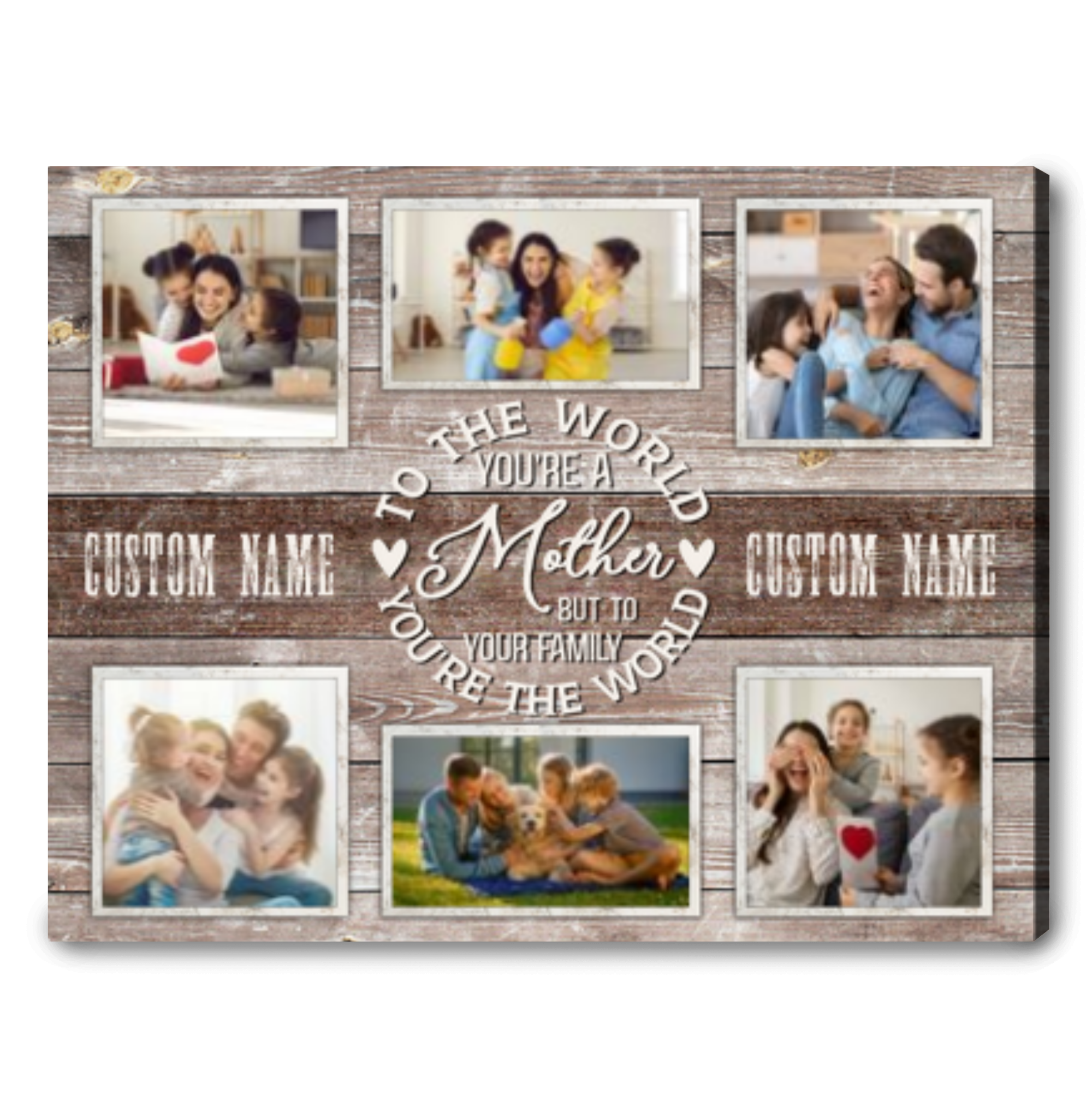 Customized To The World You Are A Mother But To Your Family You Are The World Canvas, Personalized Gift For Mother