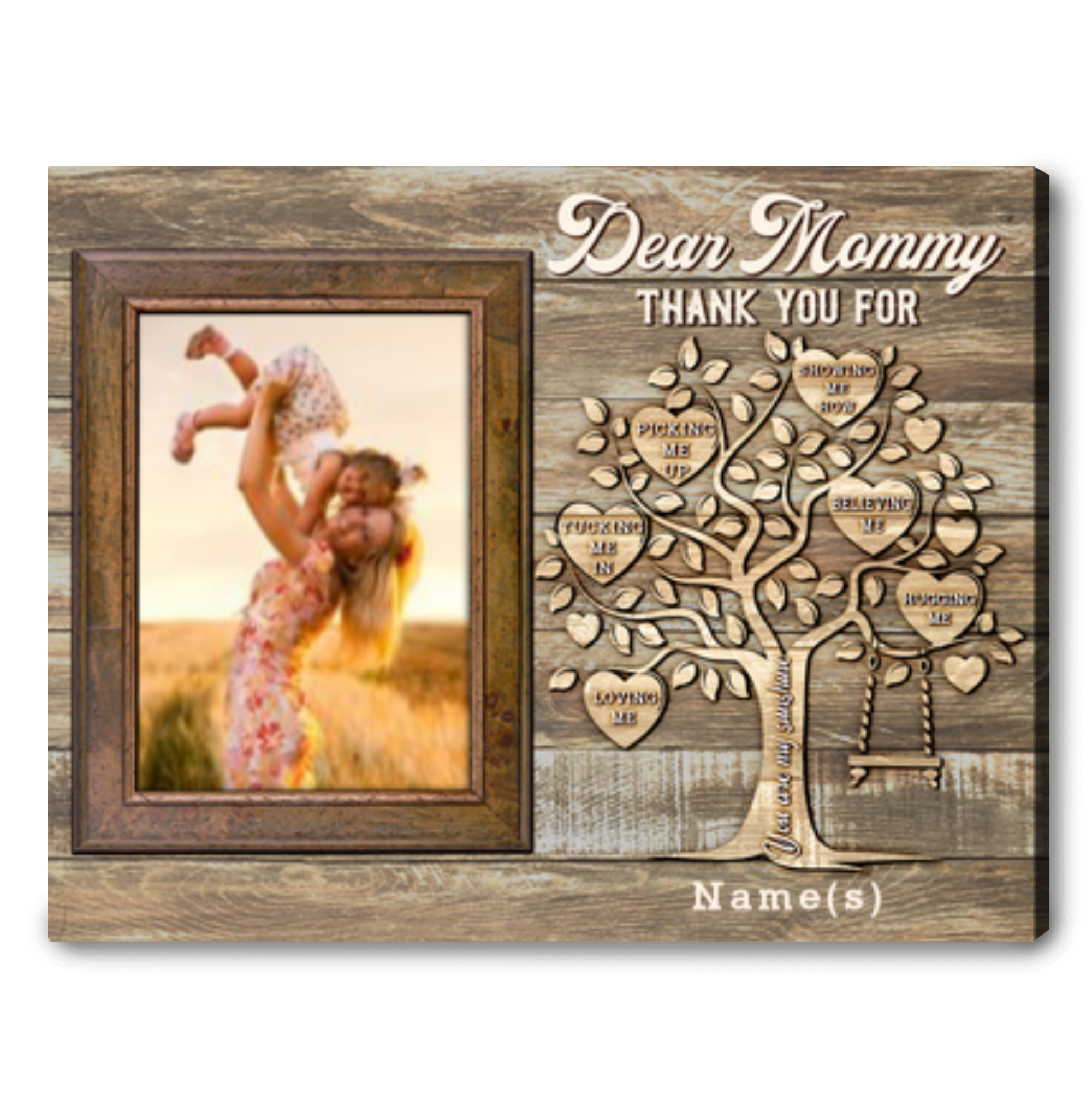 Customized Dear Mommy Thank You Tree  You Are My Sunshine Canvas, Personalized Gift For Mom