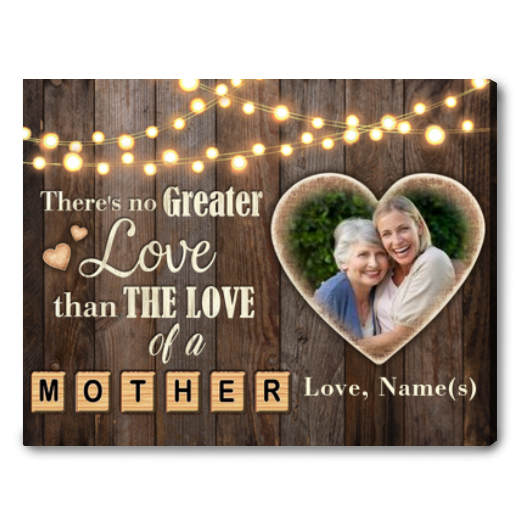 Customized There Is No Greater Love Than The Love Of A Mother Canvas, Personalized Gift For Mom