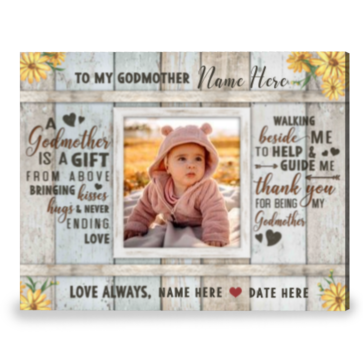 Customized To My God Mother Walking Beside Me To Help And Guide Me Canvas, Personalized Gift For Mother