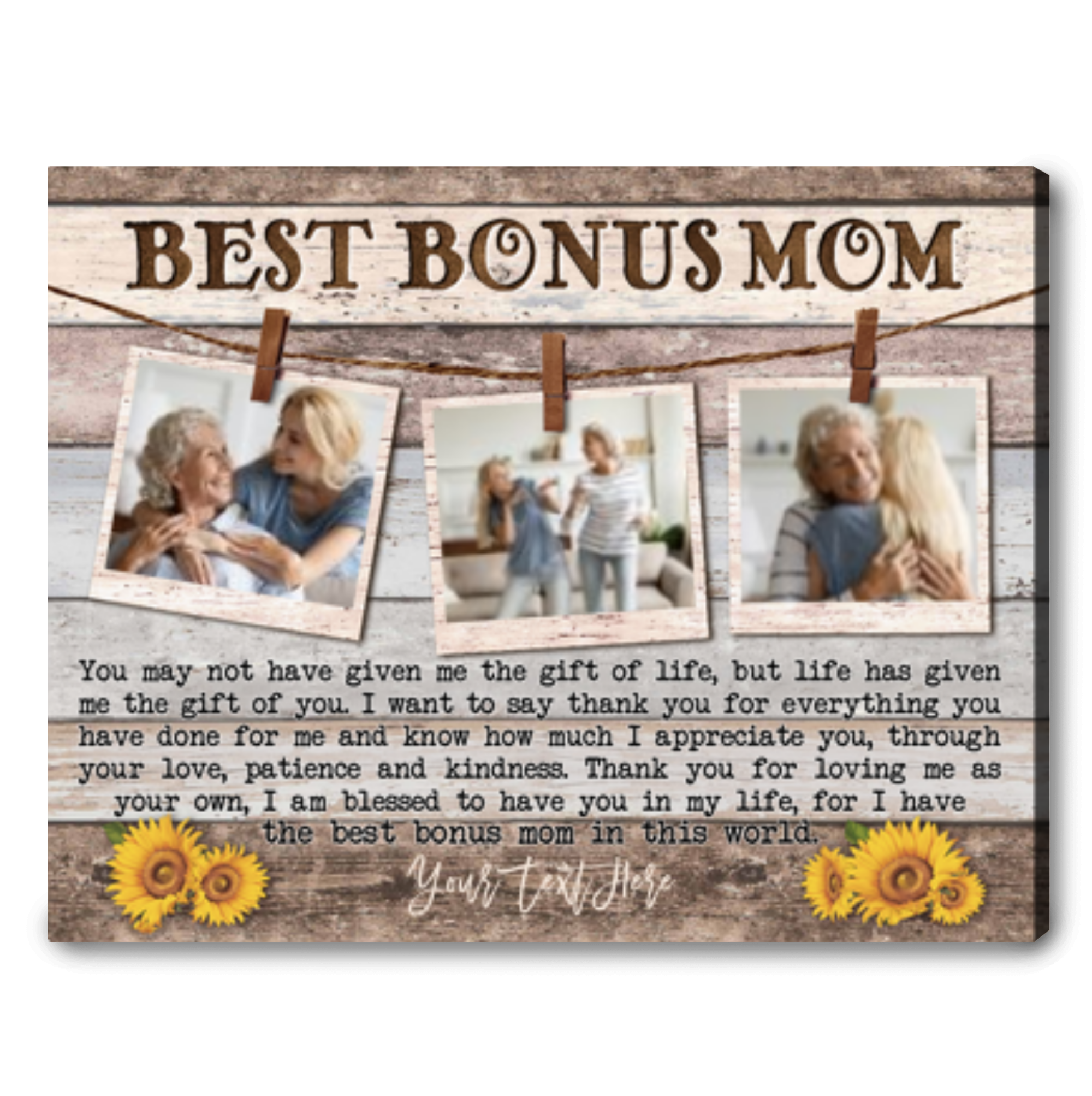 Customized Best Bonus Mom I Want To Say Thank You For Everything You Have Done For Me And Know How Much Canvas, Personalized Gift For Mother