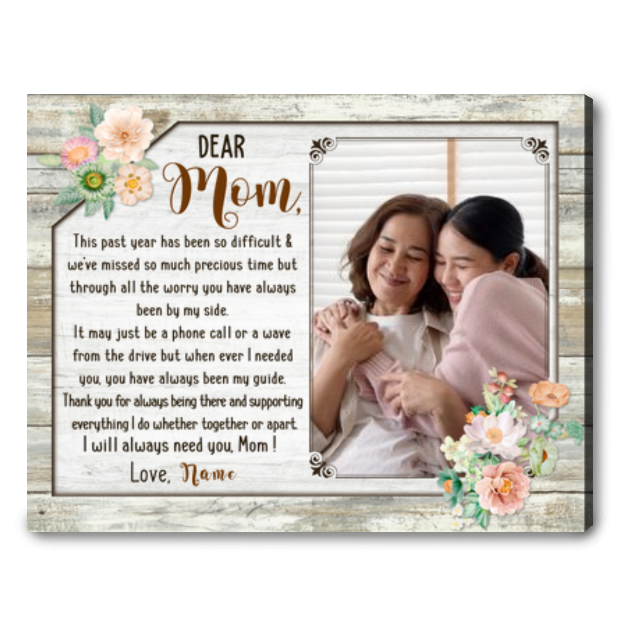 Customized Dear Mom Thank You For Being There And Supporting Everything I Do Whether Together Or Apart Canvas, Personalized Gift For Mom