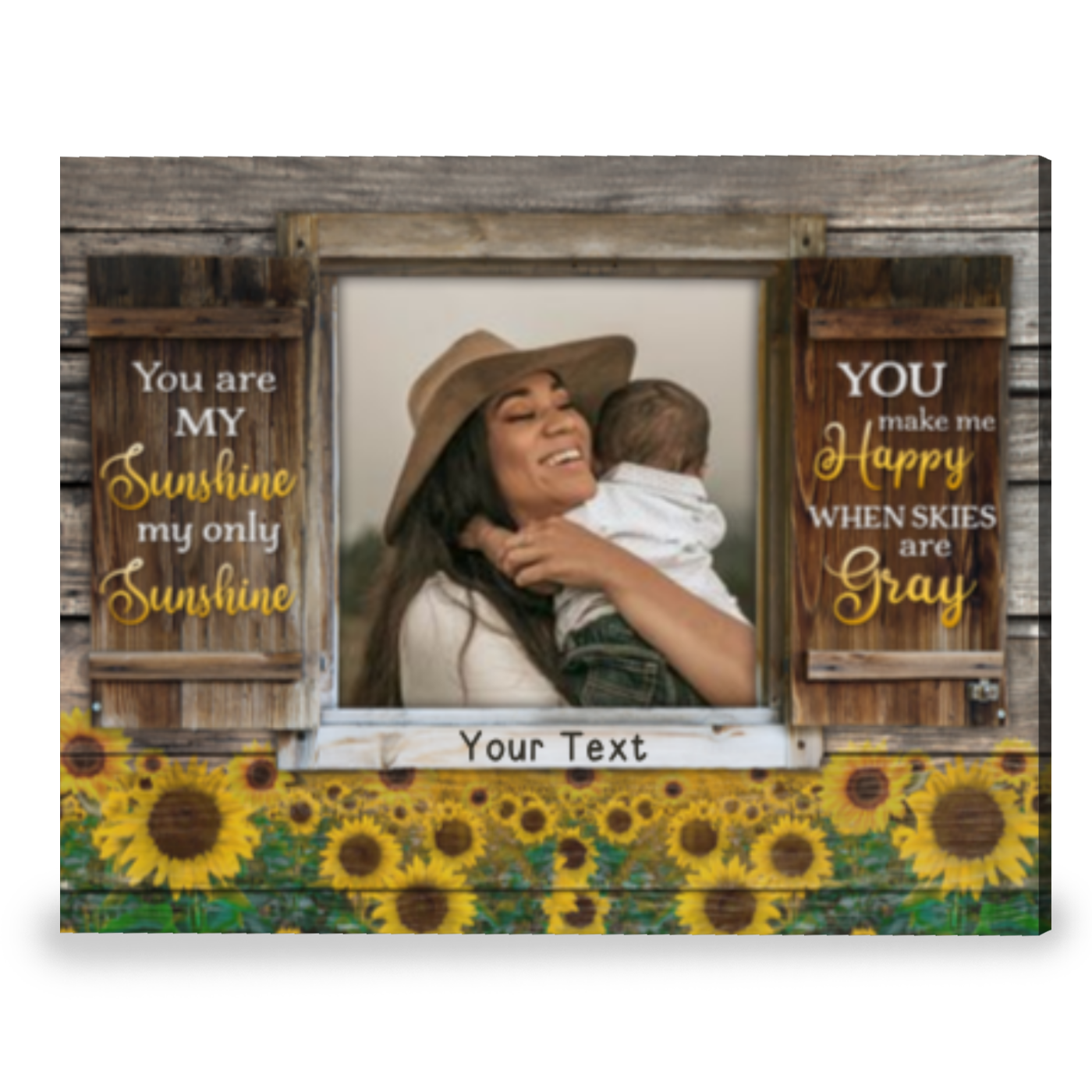 Customized  You are  my Sunshine The Only Sunshine Opening Window Canvas, Personalized Gift For Mom