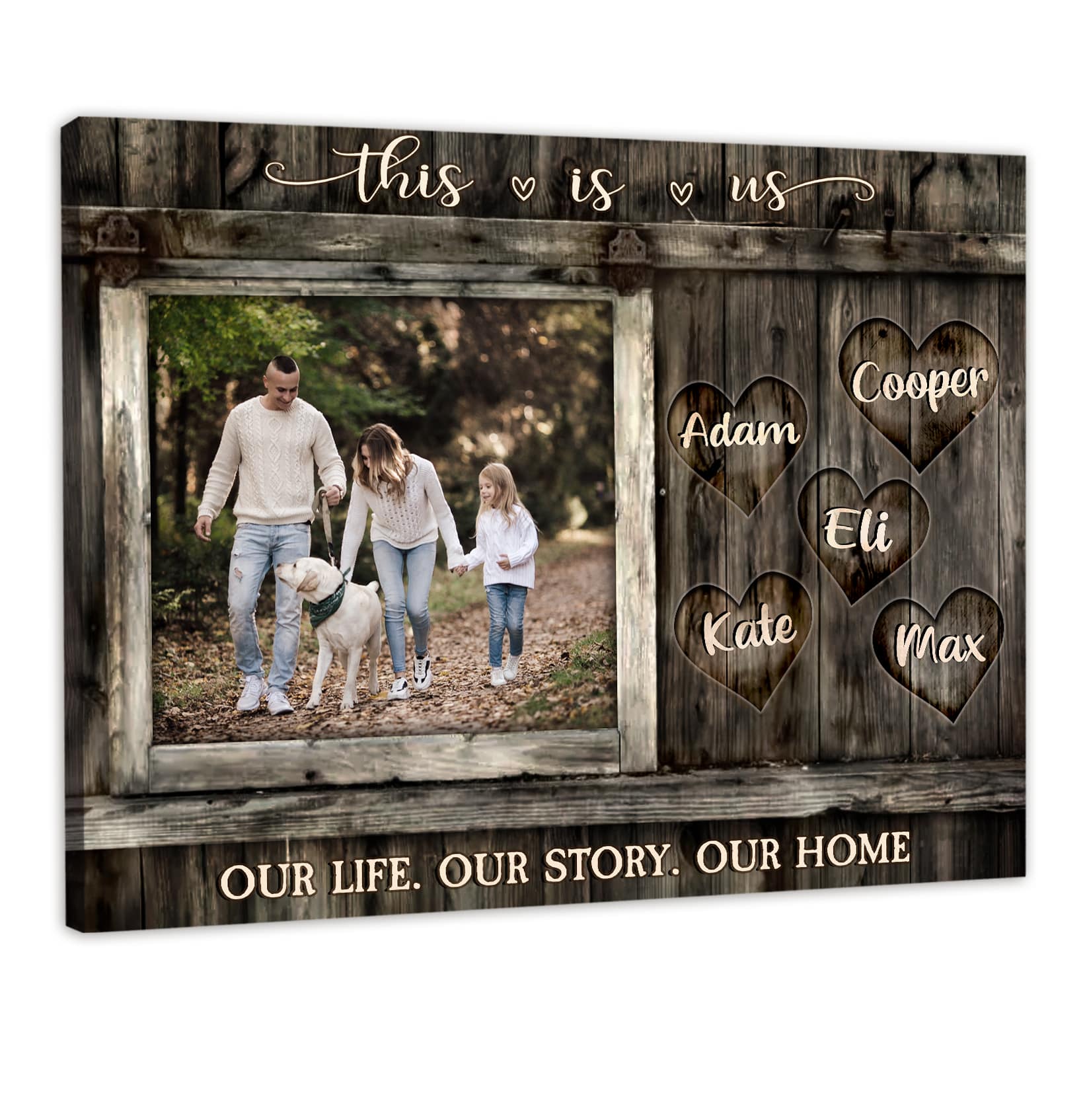 Customize Family Name This Is Us  Our Life Our Story Our Home Canvas,Wedding Anniversary Gift