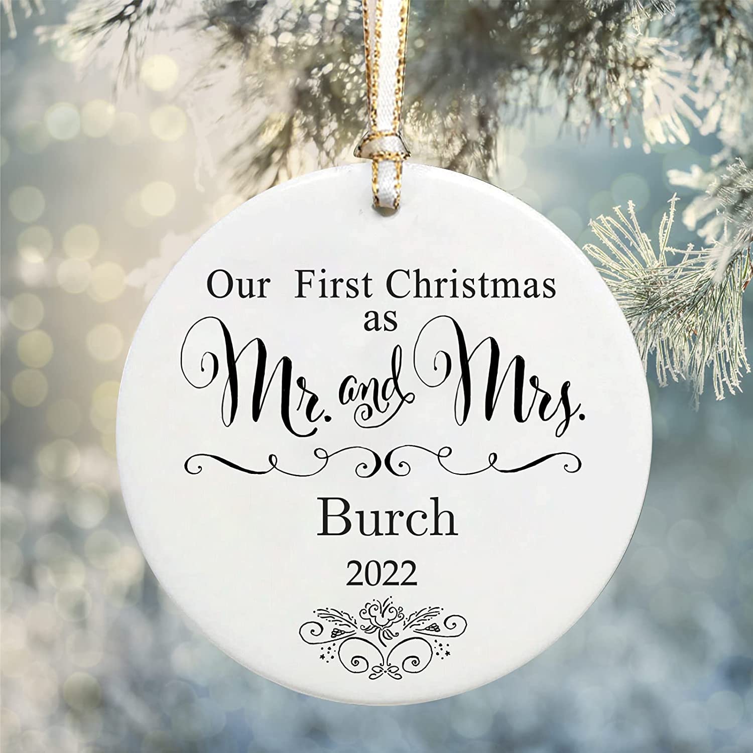  Customize Our First Christmas Married Ornament, Personalized Wedding Gift For Couple