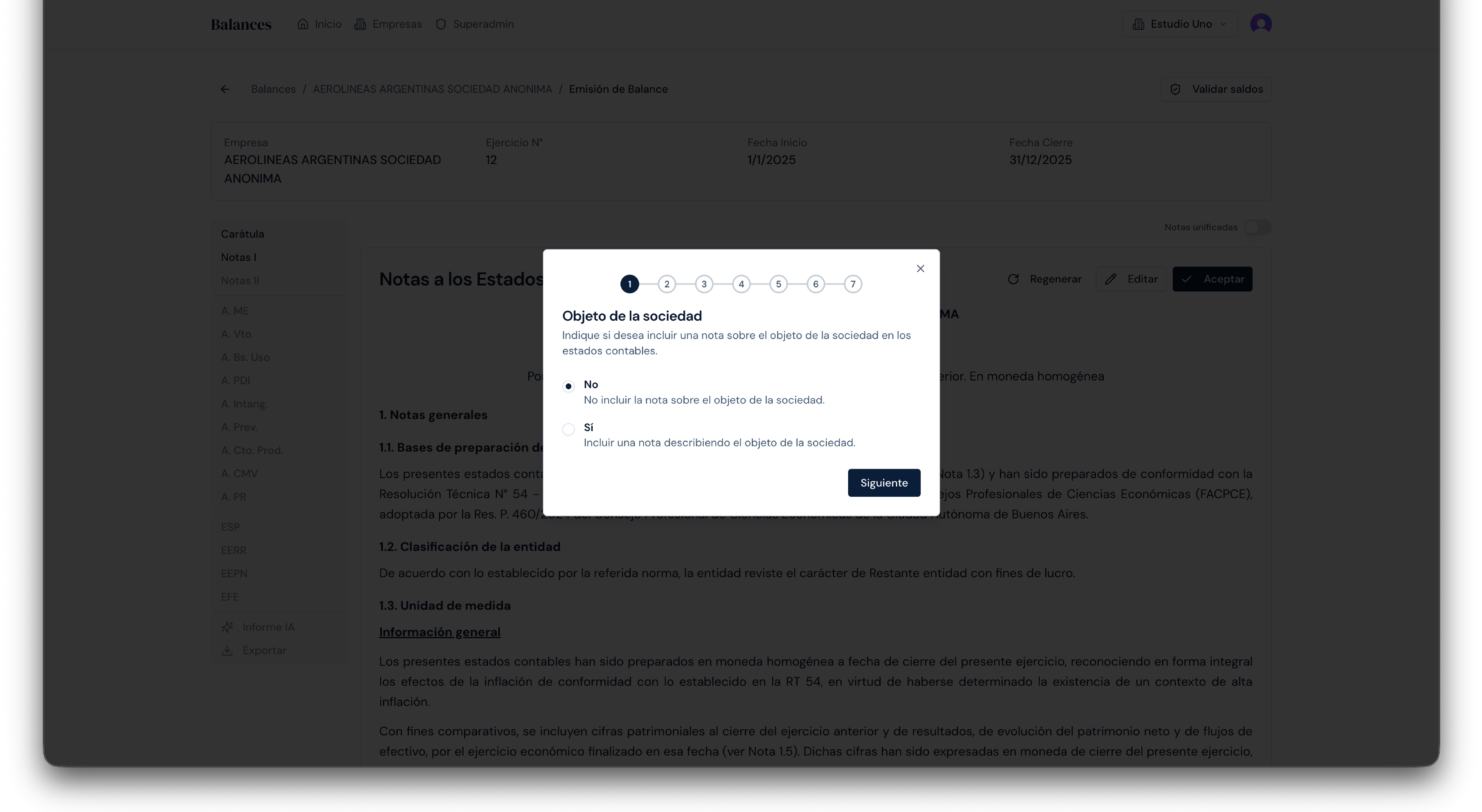 Wizard Notas I - Objeto de la sociedad