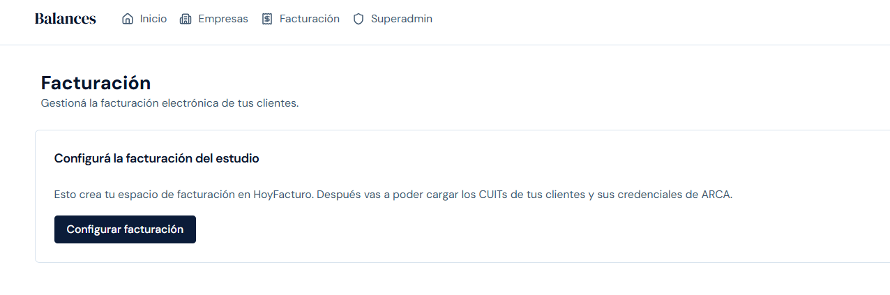 Solicitar la configuración de la facturación