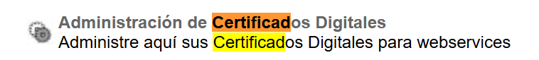Alta del servicio Administración de certificados digitales