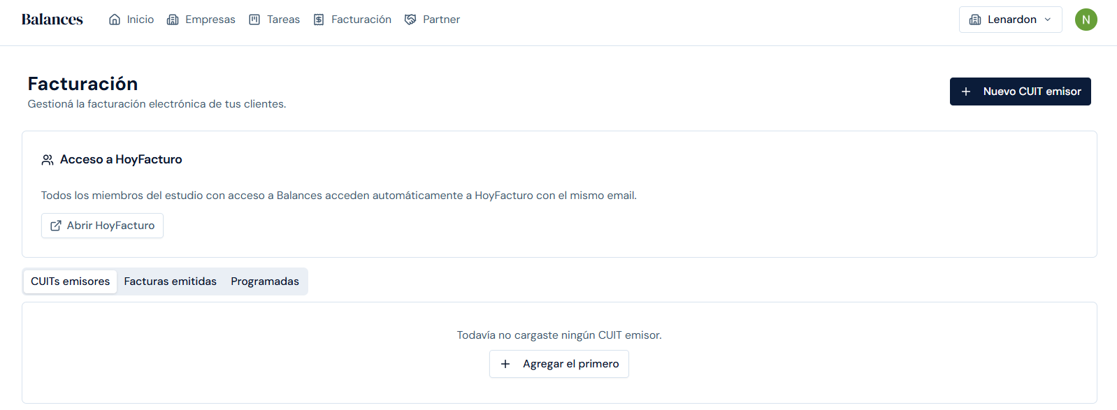 Cargar el CUIT emisor