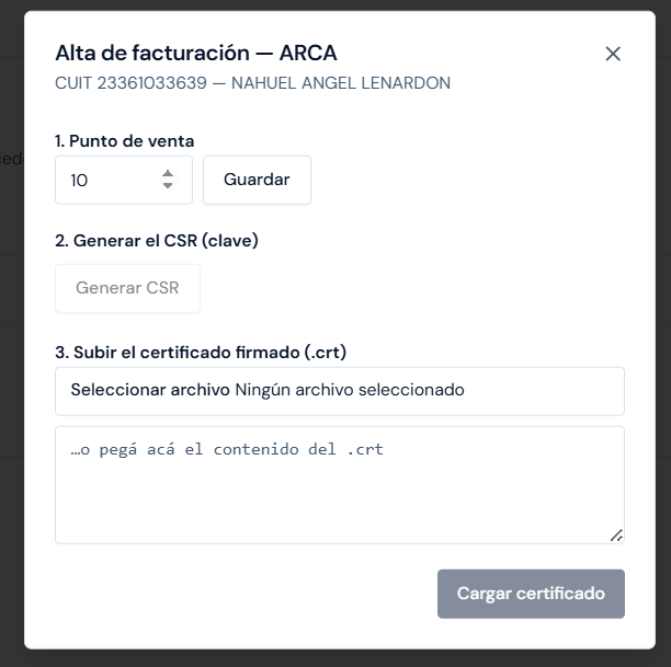 Punto de venta en la aplicación