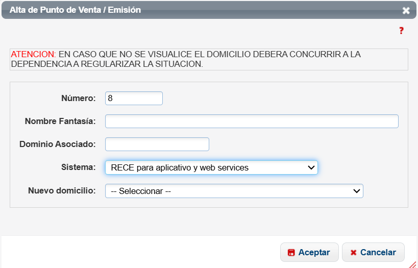 Alta de punto de venta - Responsable inscripto o sociedad