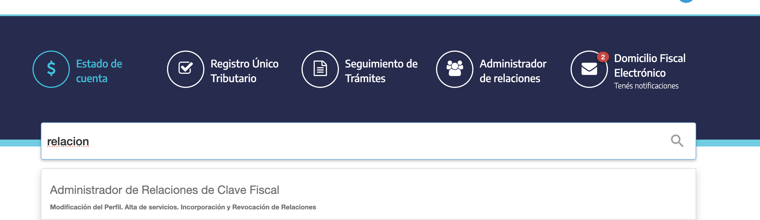 Buscar el Administrador de Relaciones de Clave Fiscal