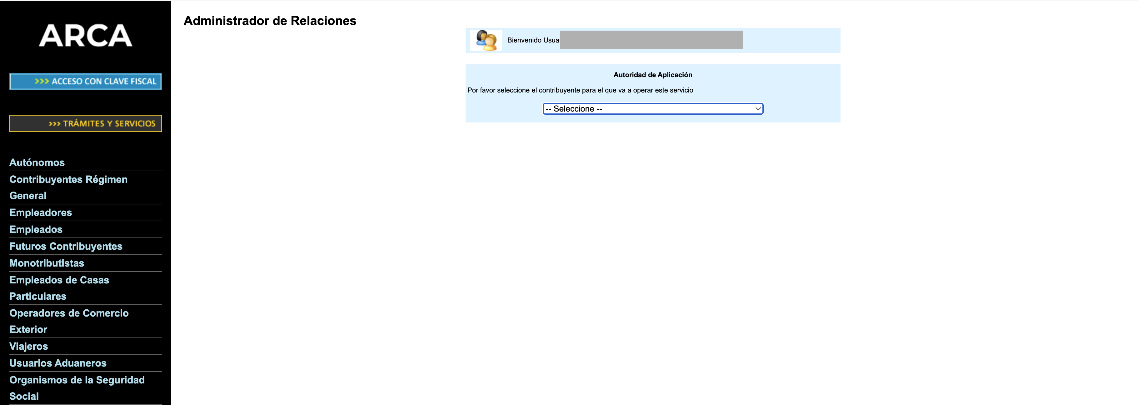 Seleccionar el contribuyente