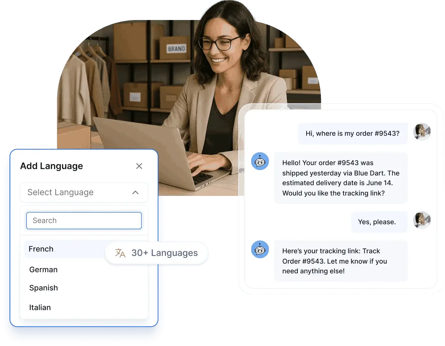 A ticket management system for e-commerce with live chat, automation, and multilingual support