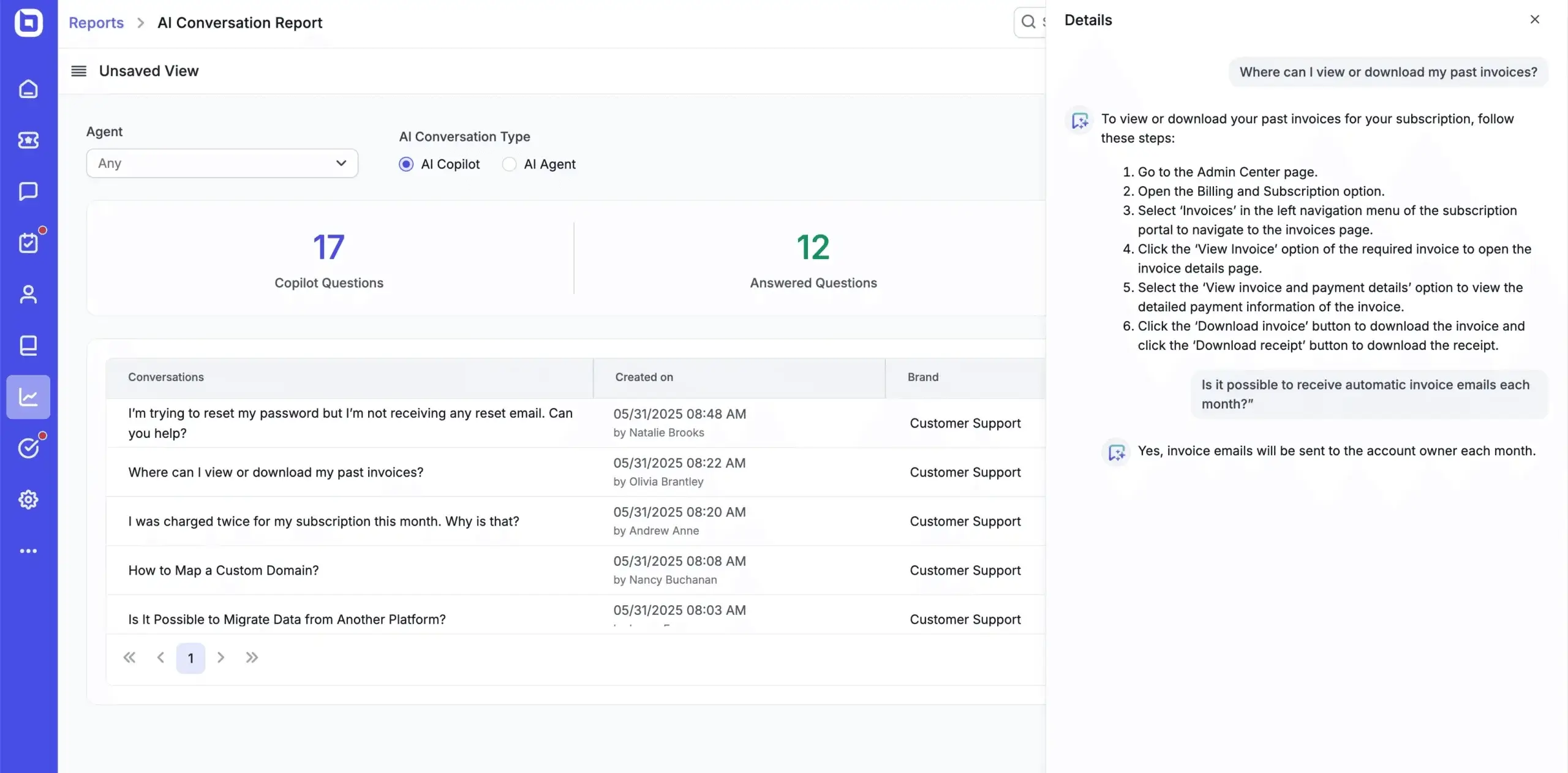 AI powered ticketing dashboard displaying support requests, workflows, status tracking, and team collaboration tools.