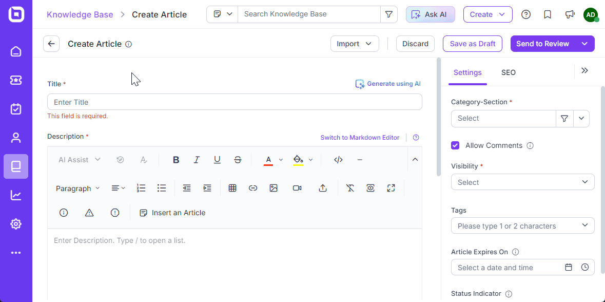 BoldDesk AI features