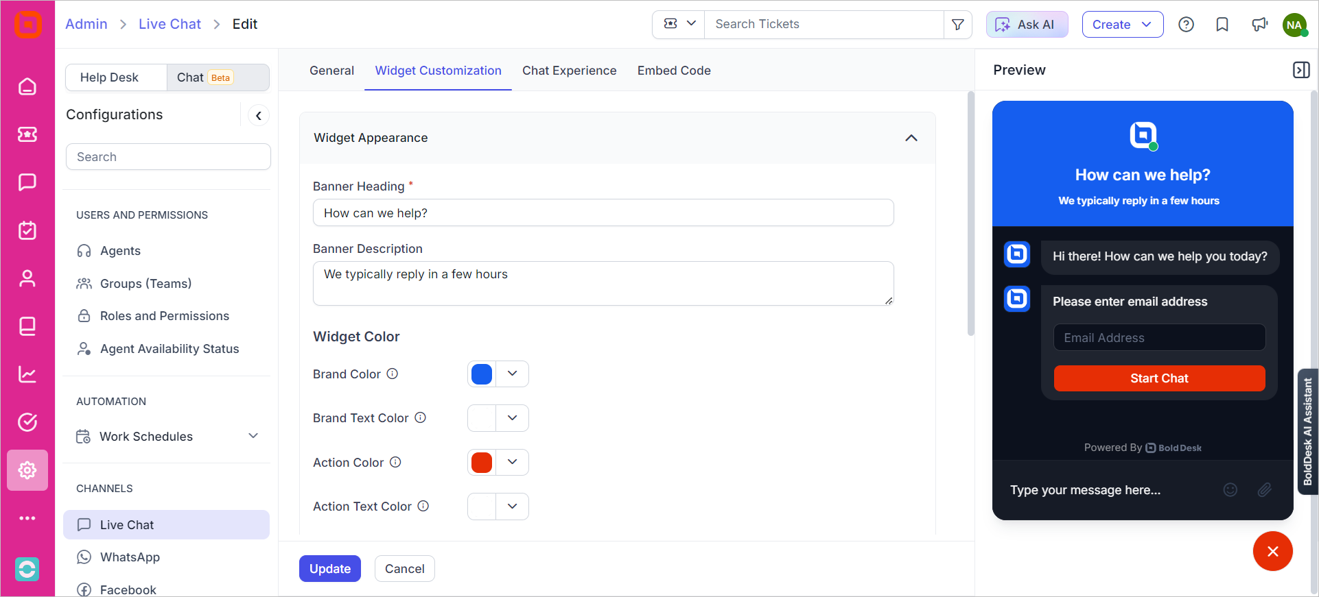 customizable chat widget