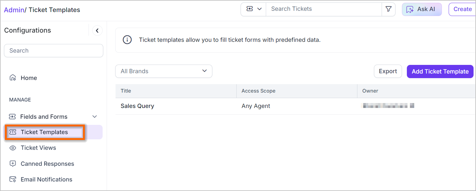 New ticket templates