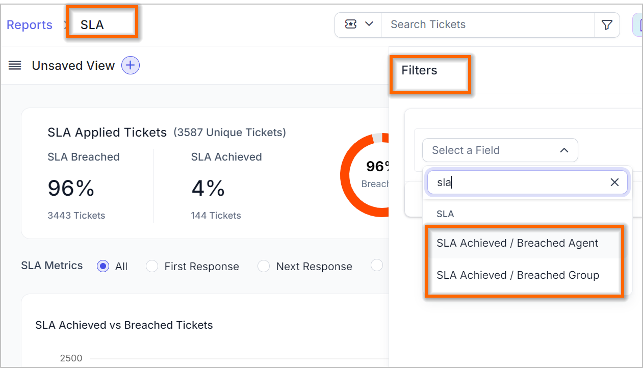 New Fields in the SLA Dashboard Filter