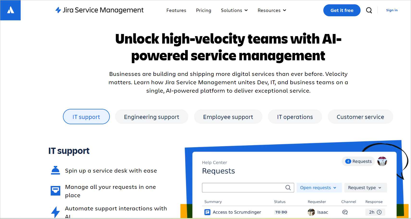 Jira Service Management help desk software for small business