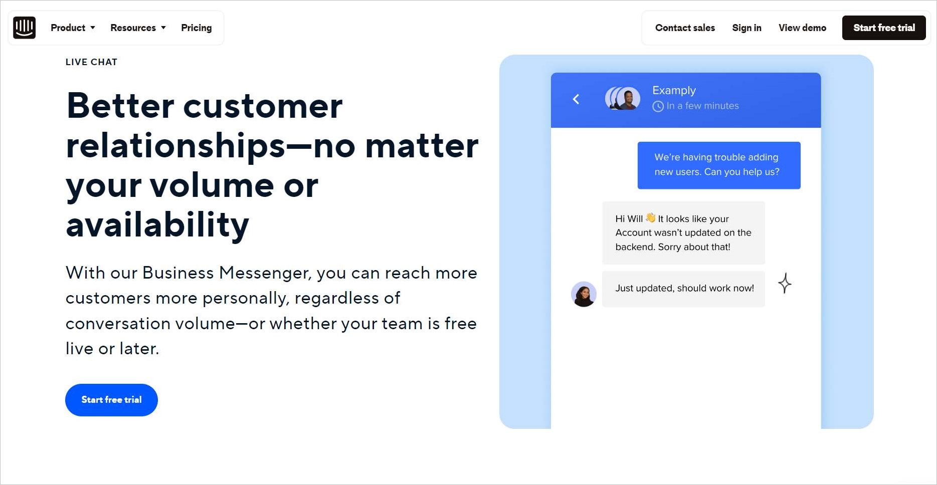 Intercom live chat