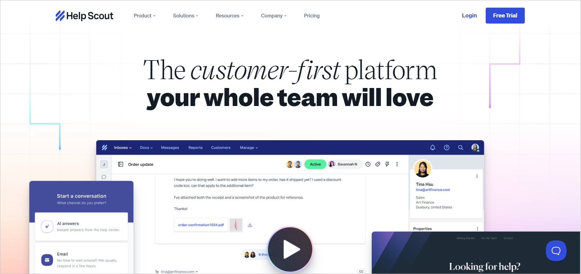 Help Scout help desk for small business page