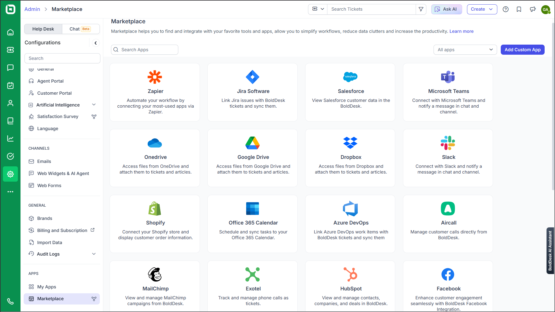 Multiple Integrations in BoldDesk