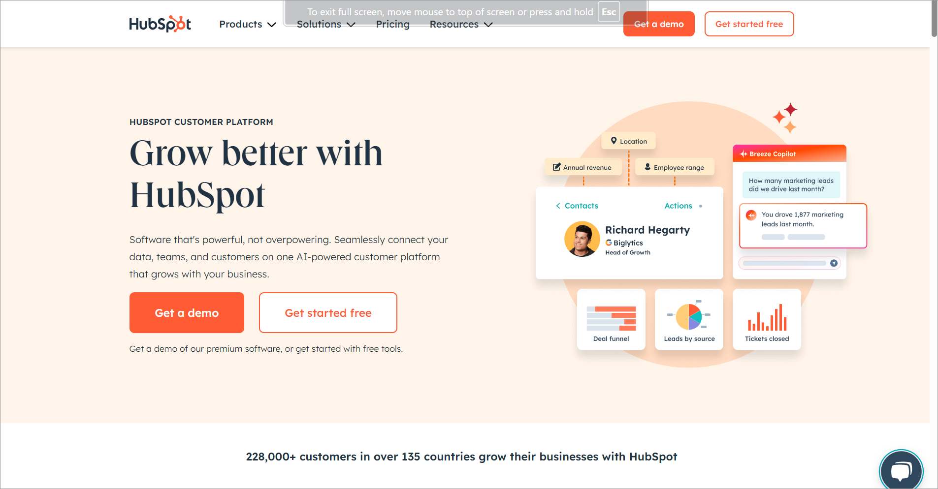 HubSpot's Home Page
