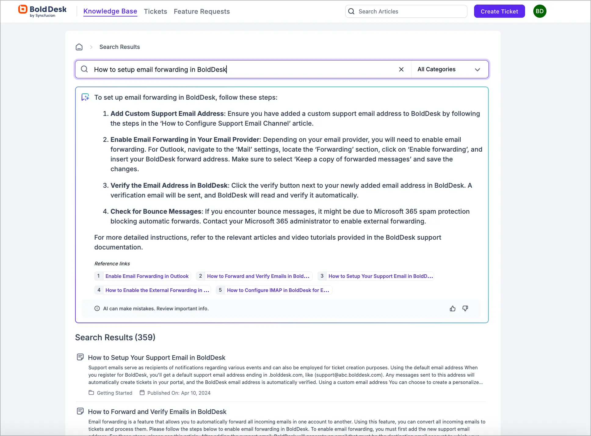 Enhanced Search Page in Customer Portal 