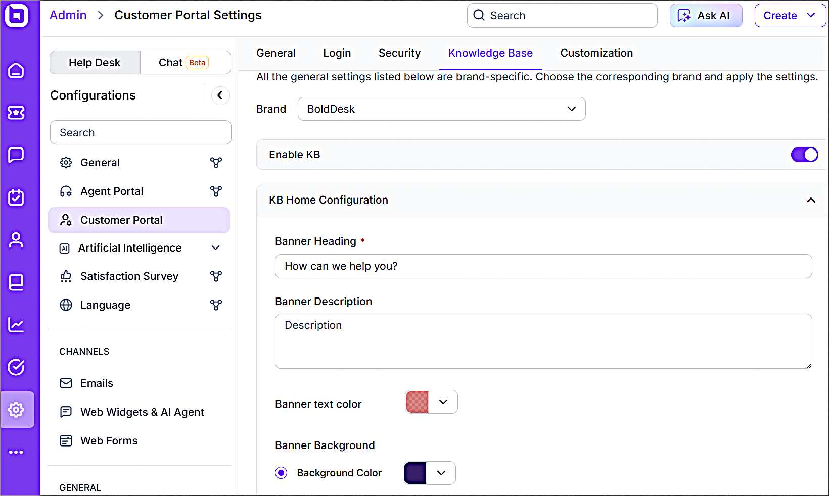 KB Customization Options