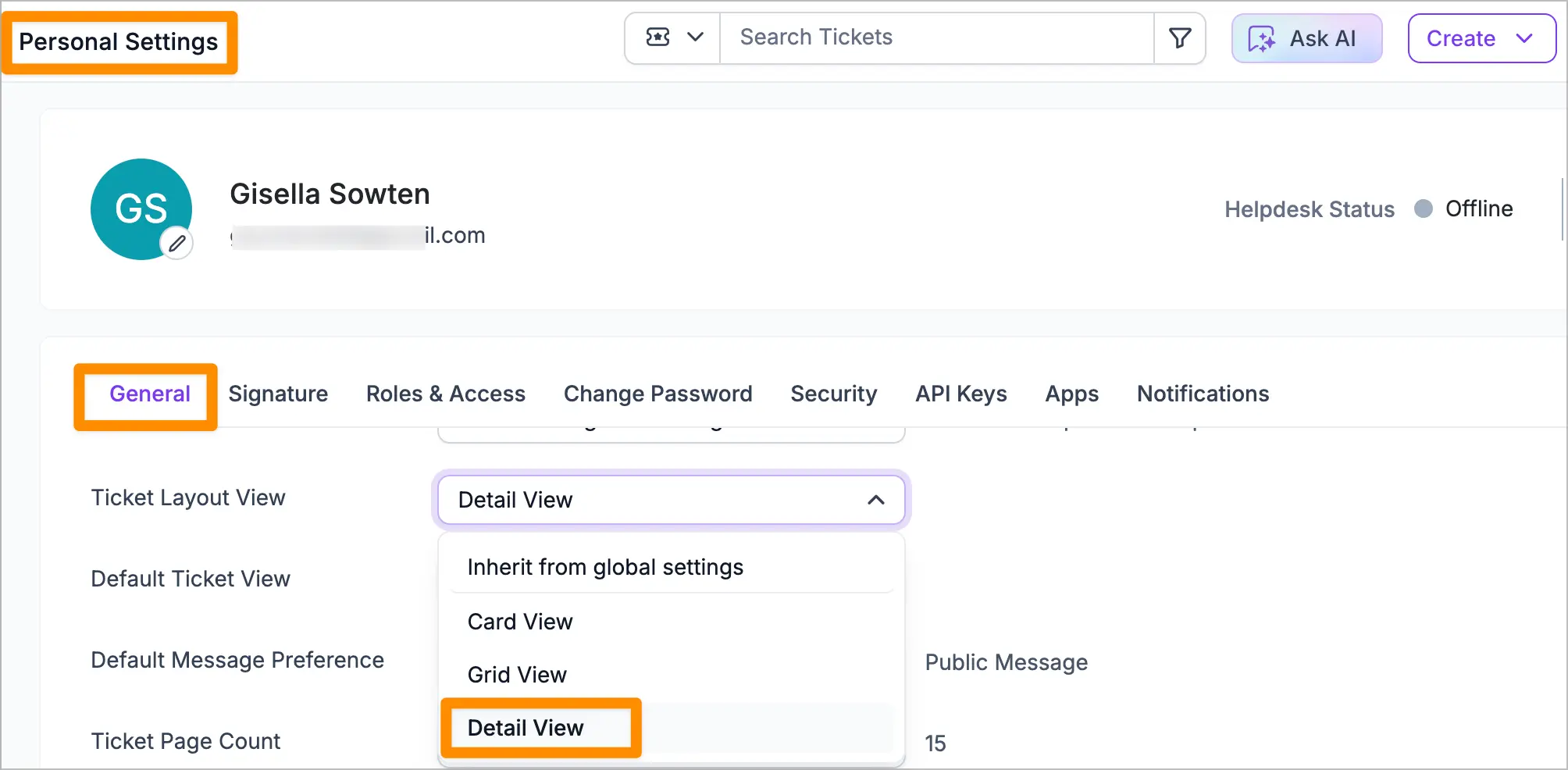New Layout for Viewing Tickets 