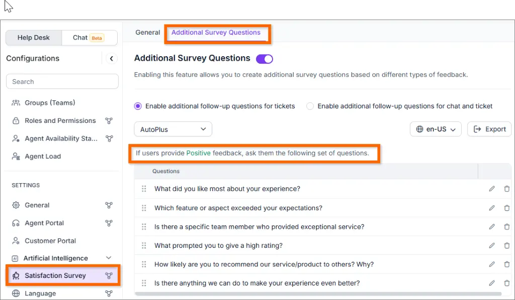 Follow-Up Questions for CSAT
