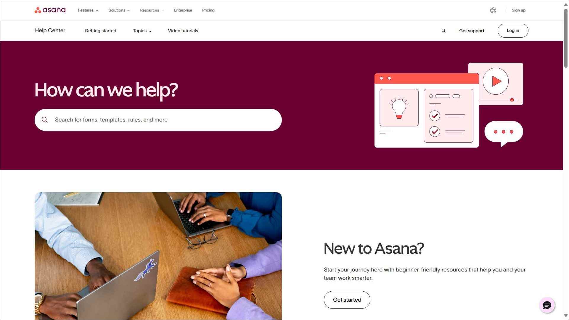 Asana knowledge base example