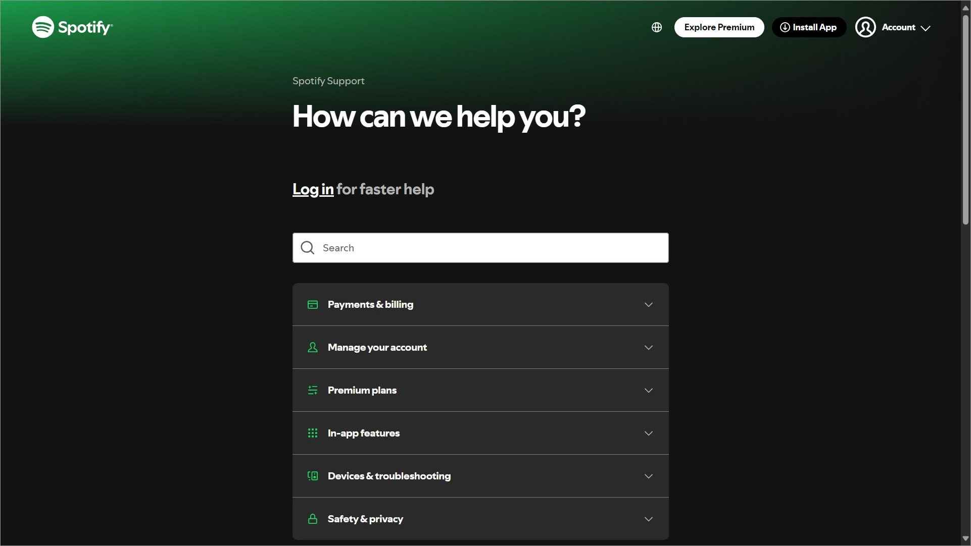 Spotify knowledge base example