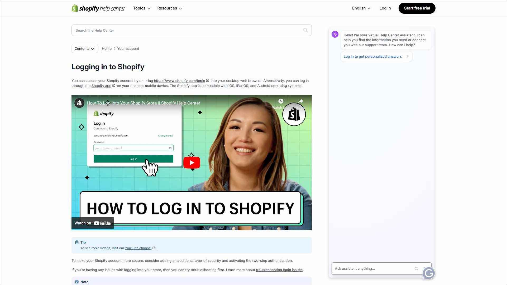 Shopify knowledge base