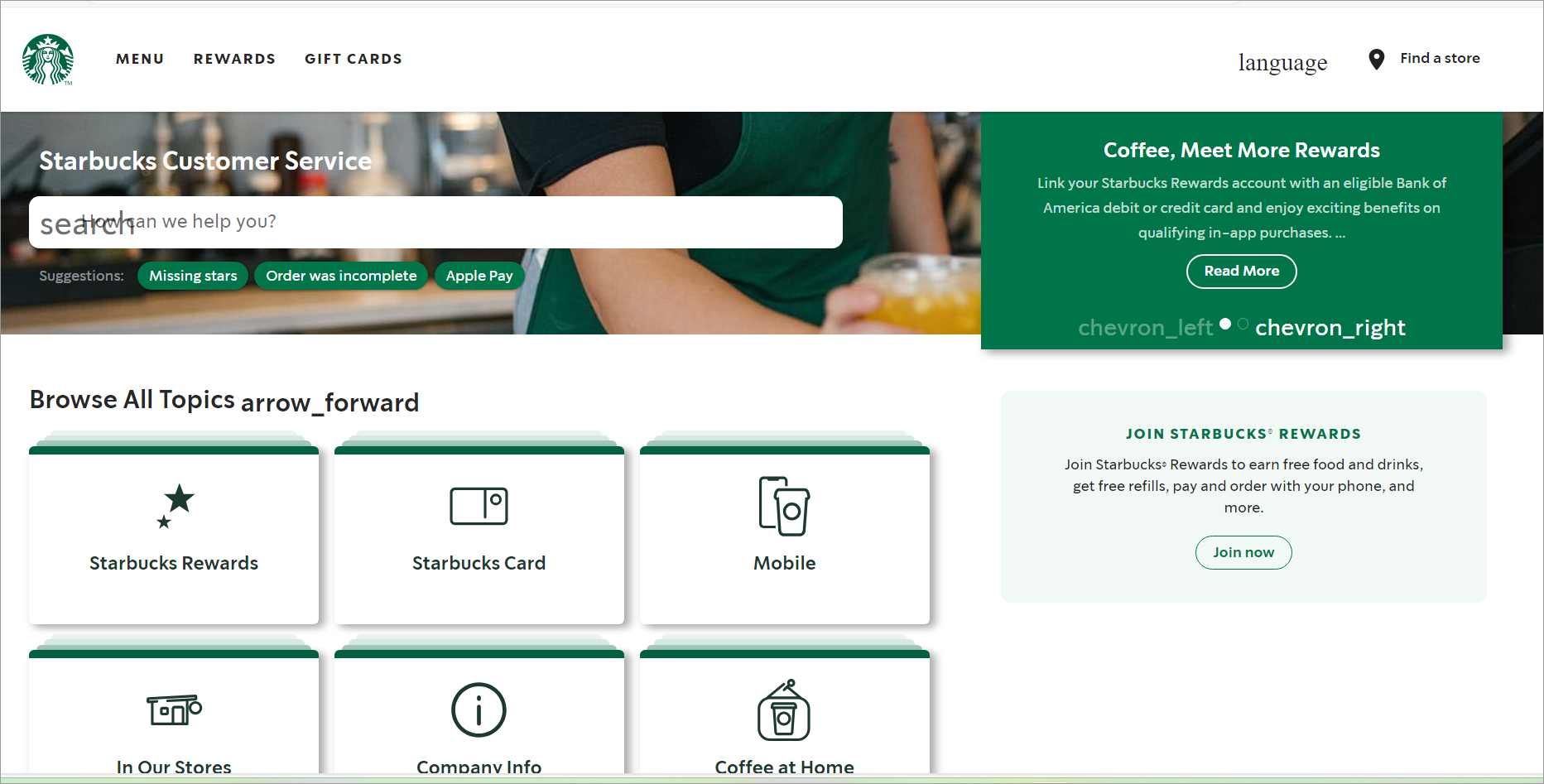 Starbucks knowledge base example