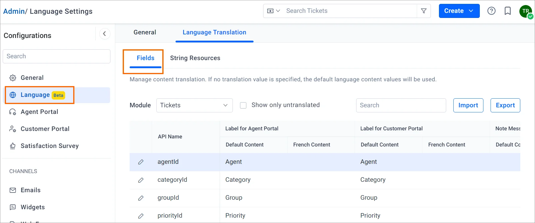 Fields and forms localization – multilingual setup for BoldDesk’s Fields and forms.