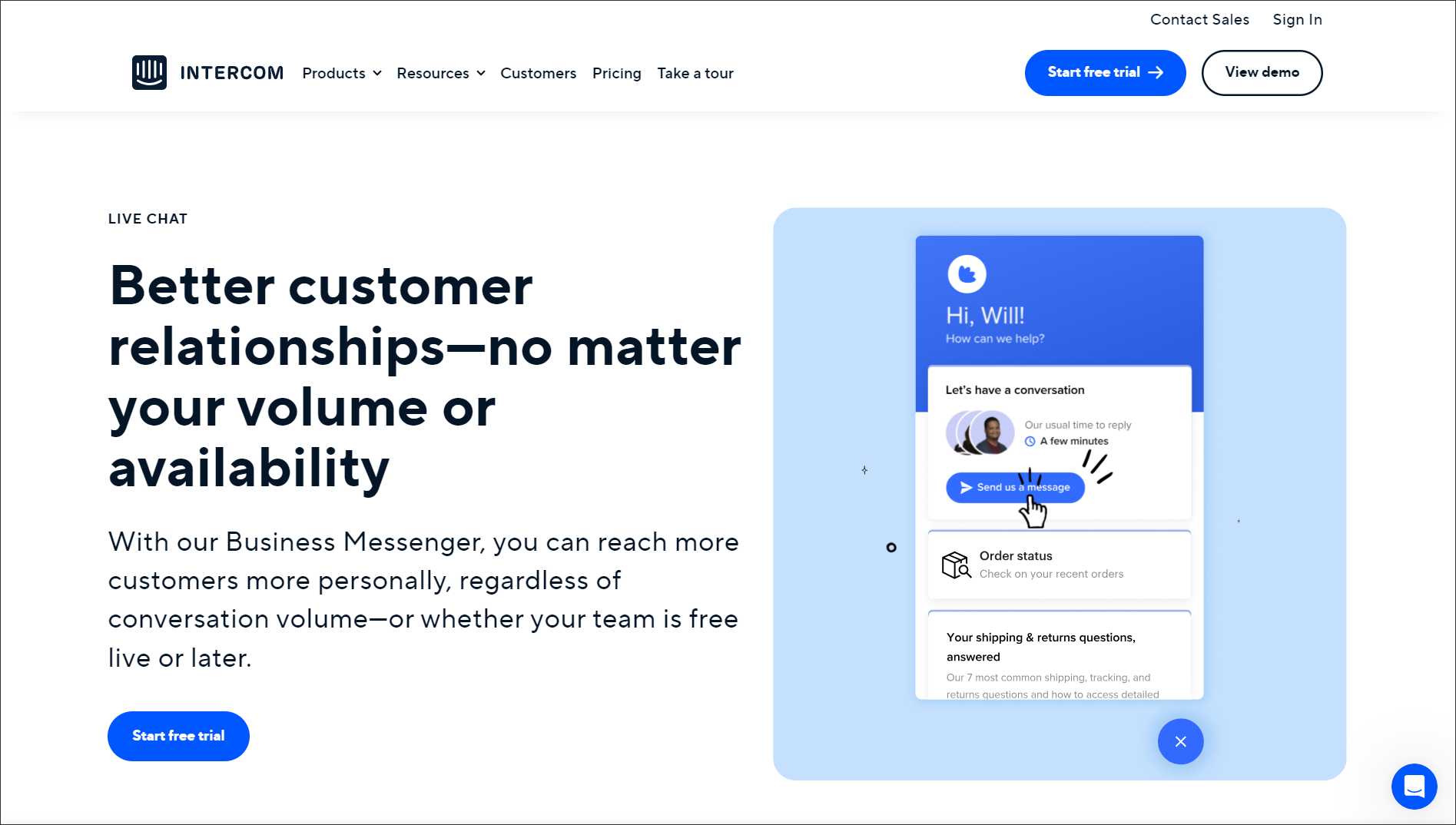 Intercom live chat