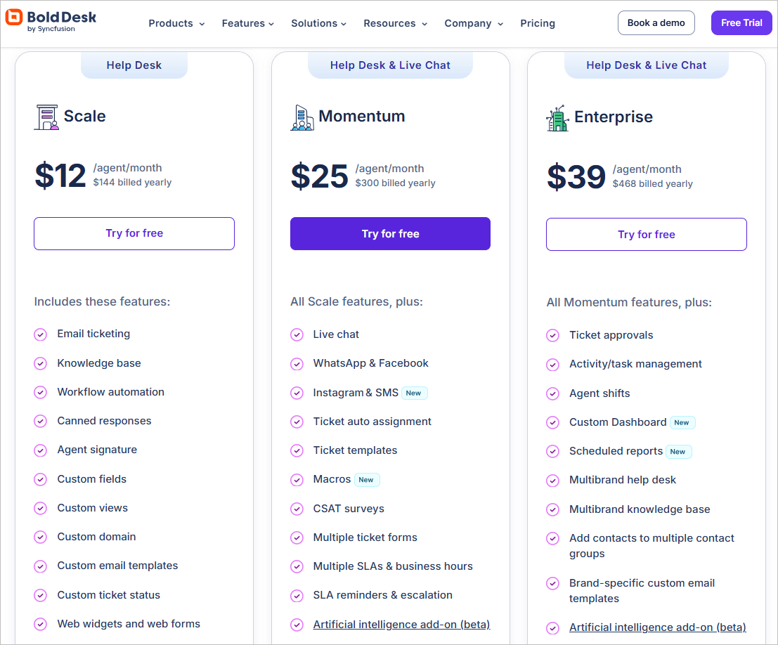 BoldDesk® Agent-Based Plans