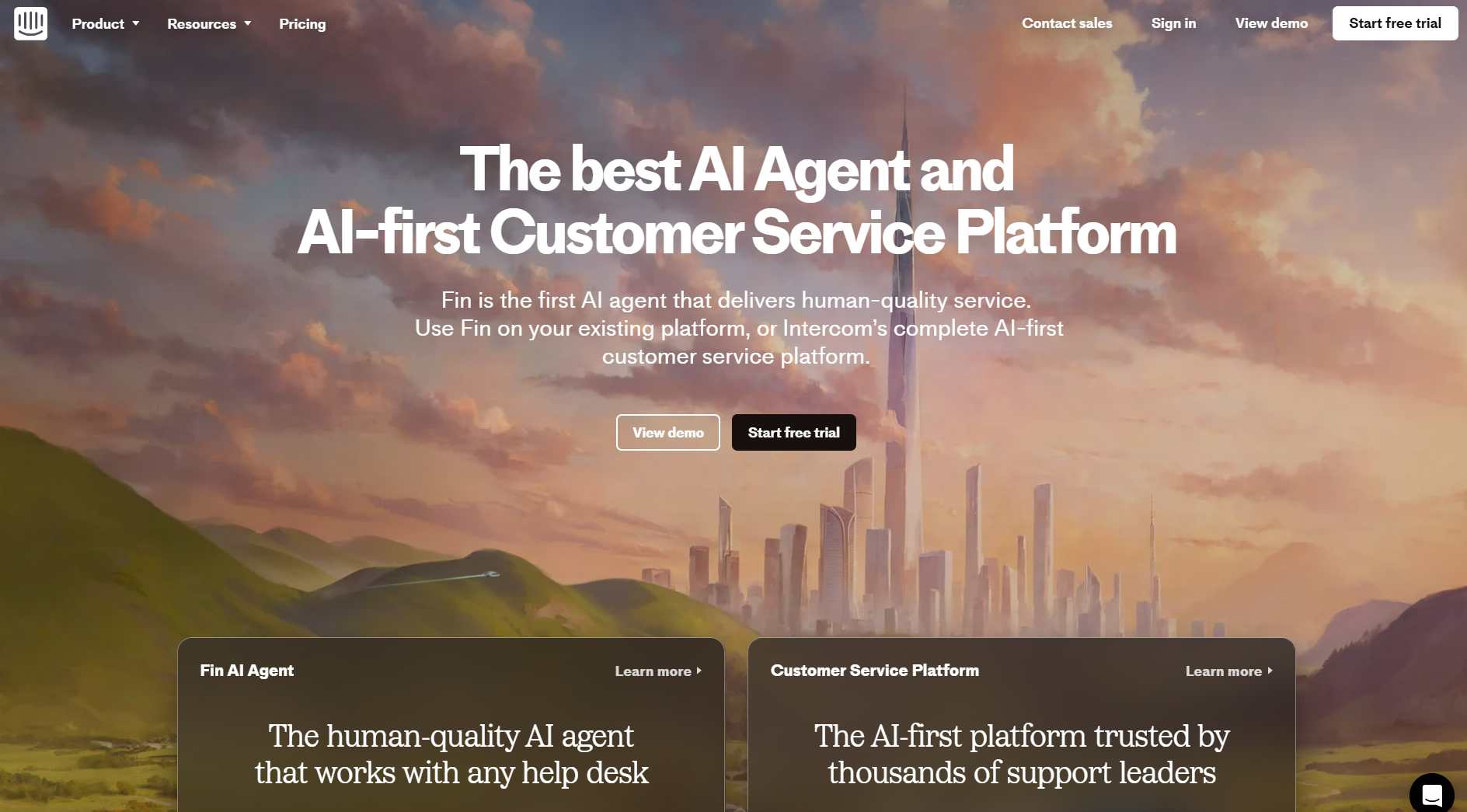 Intercom home page