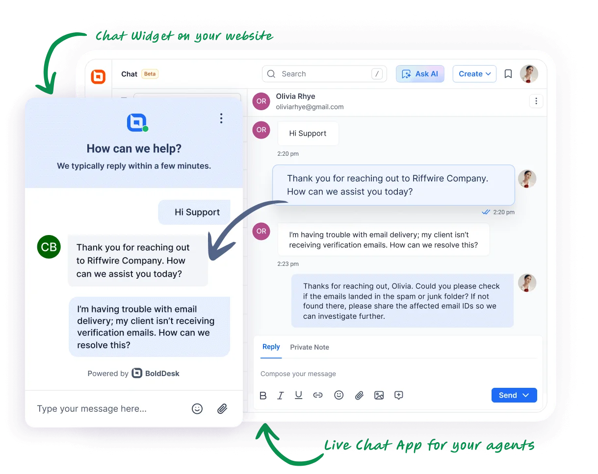BoldDesk’s Live Chat Software