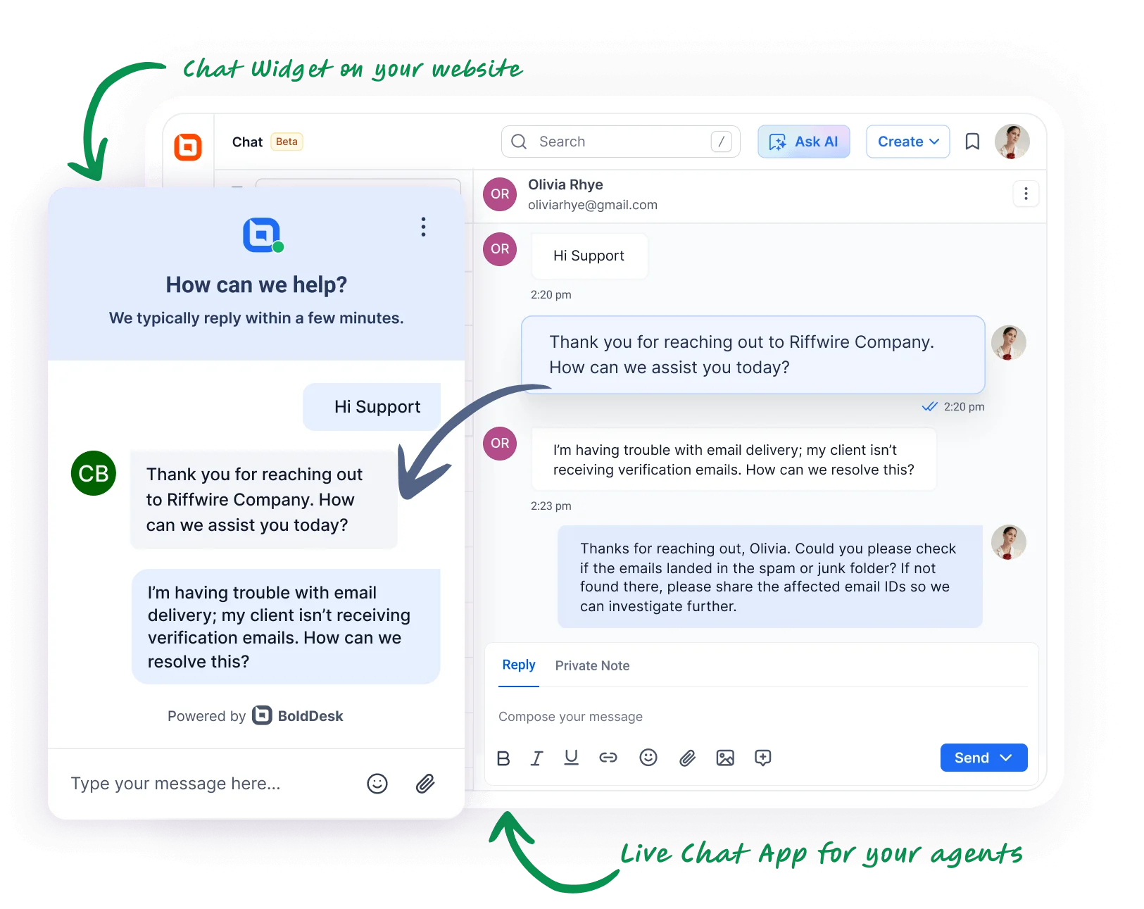 BoldDesk’s Live Chat Software